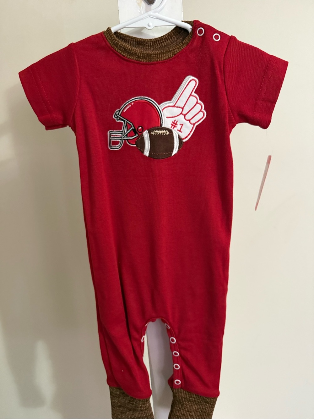 NWT Ricrac & Ruffles Football Romper - Picture 6 of 12